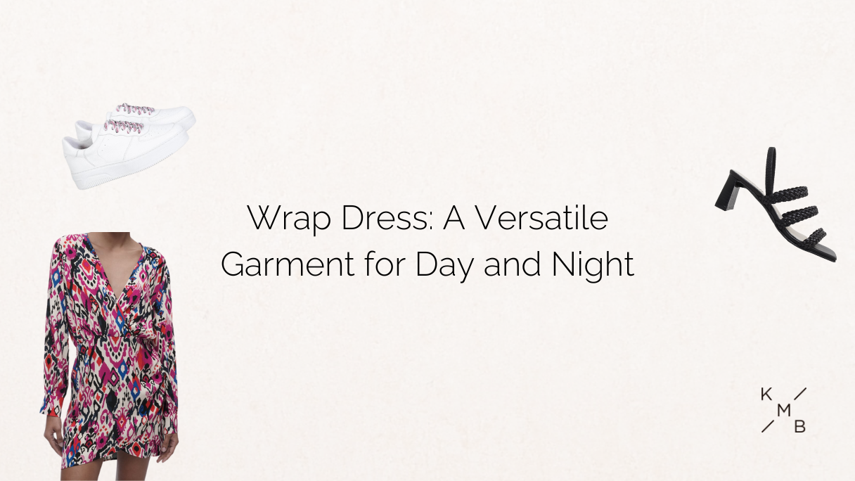 Discover the versatility of the wrap dress: flat sandals for daytime and heels for night