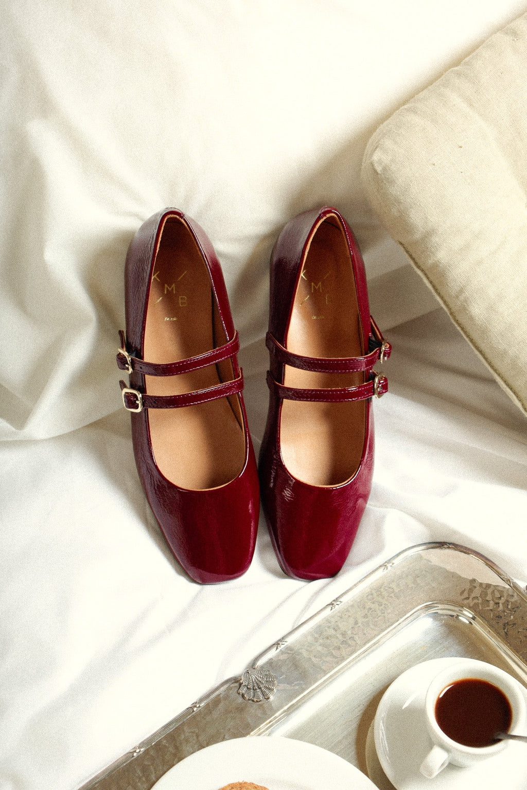 CANDY RED CHERRY - Double Strap Mary Jane Ballet Flats – KMB shoes