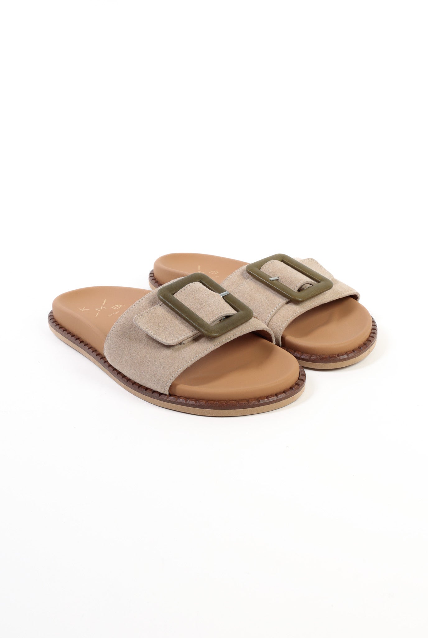 SOFI VANILLA - Footbed Leather Slides with Buckle KMB shoes
