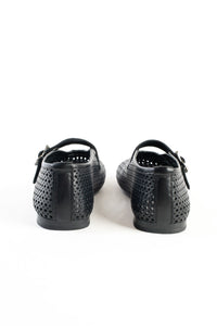 CARROLL BLACK - Perforated Leather Ballet Flats with Buckle KMB shoes