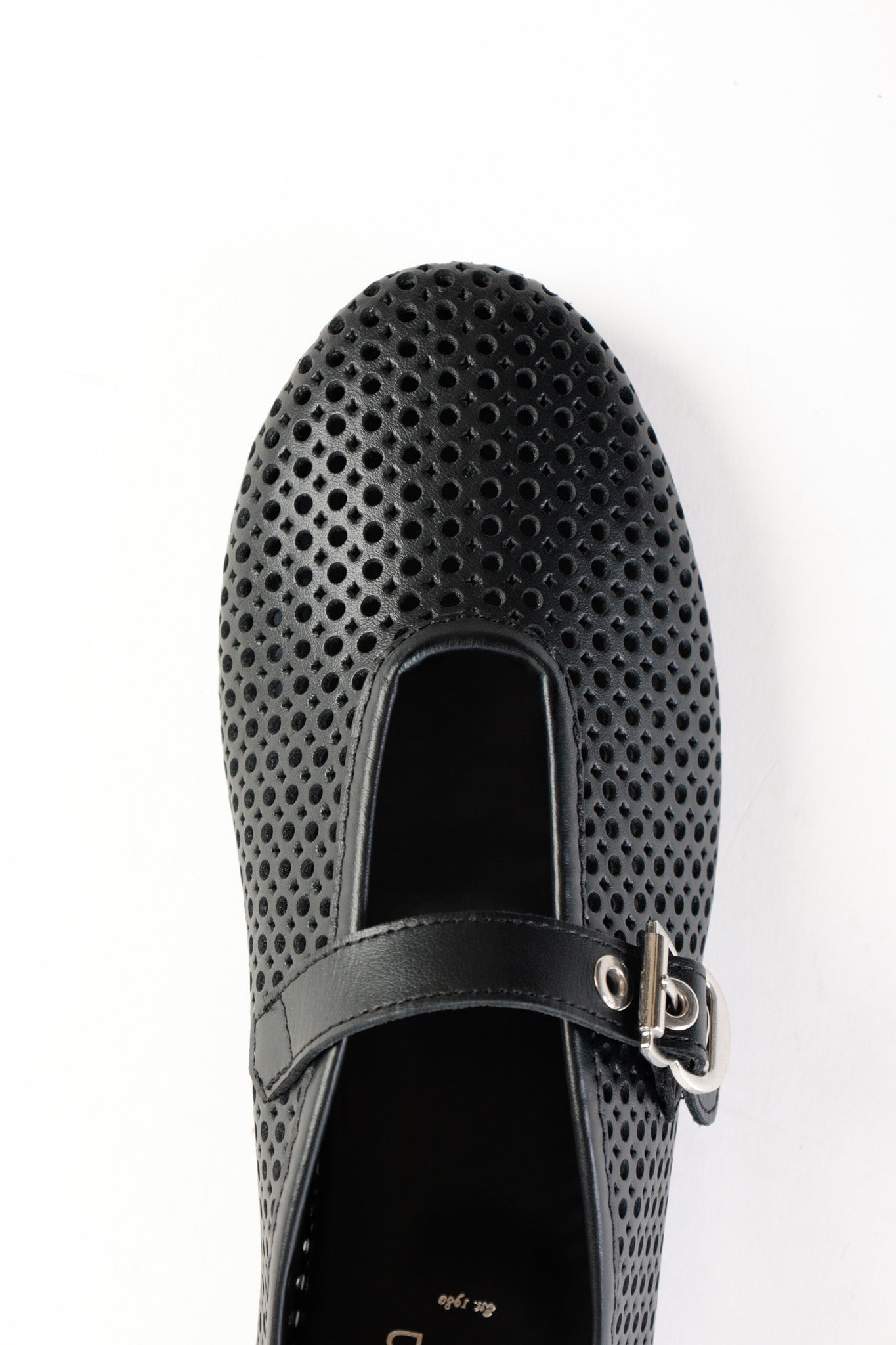 CARROLL BLACK - Perforated Leather Ballet Flats with Buckle KMB shoes
