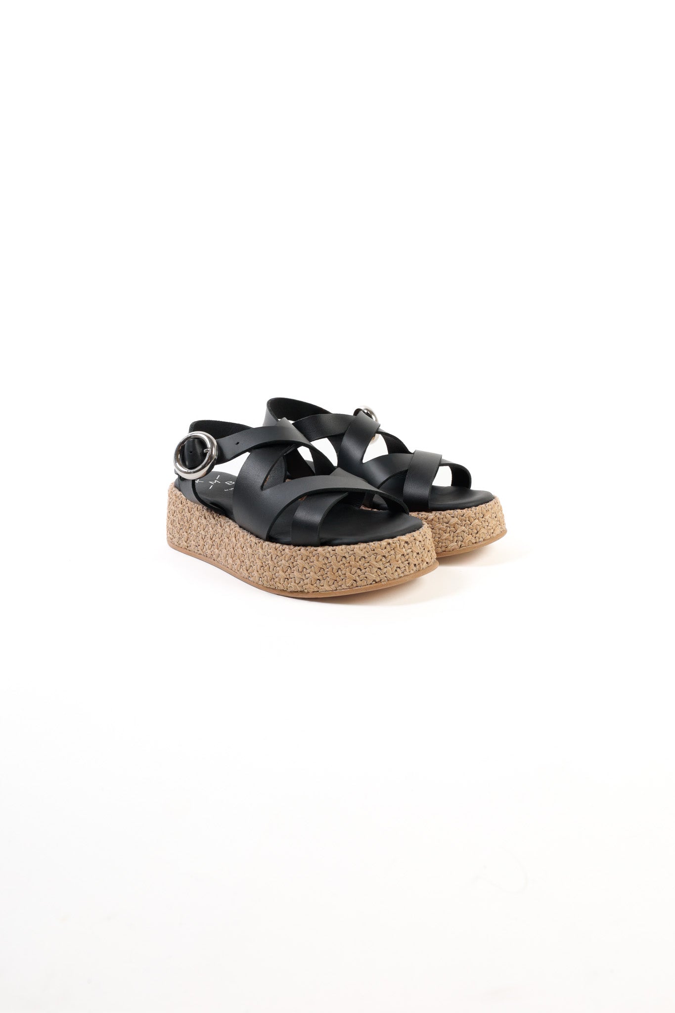 SAM BLACK - Crossover Leather Strap Platform Sandals