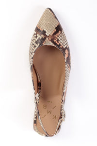 SALMA BROWN SNAKE - Pointed Leather Slingback Pumps KMB shoes