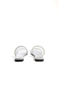 MARILYN SILVER - Two-Strap Leather Sandals with Strass KMB shoes