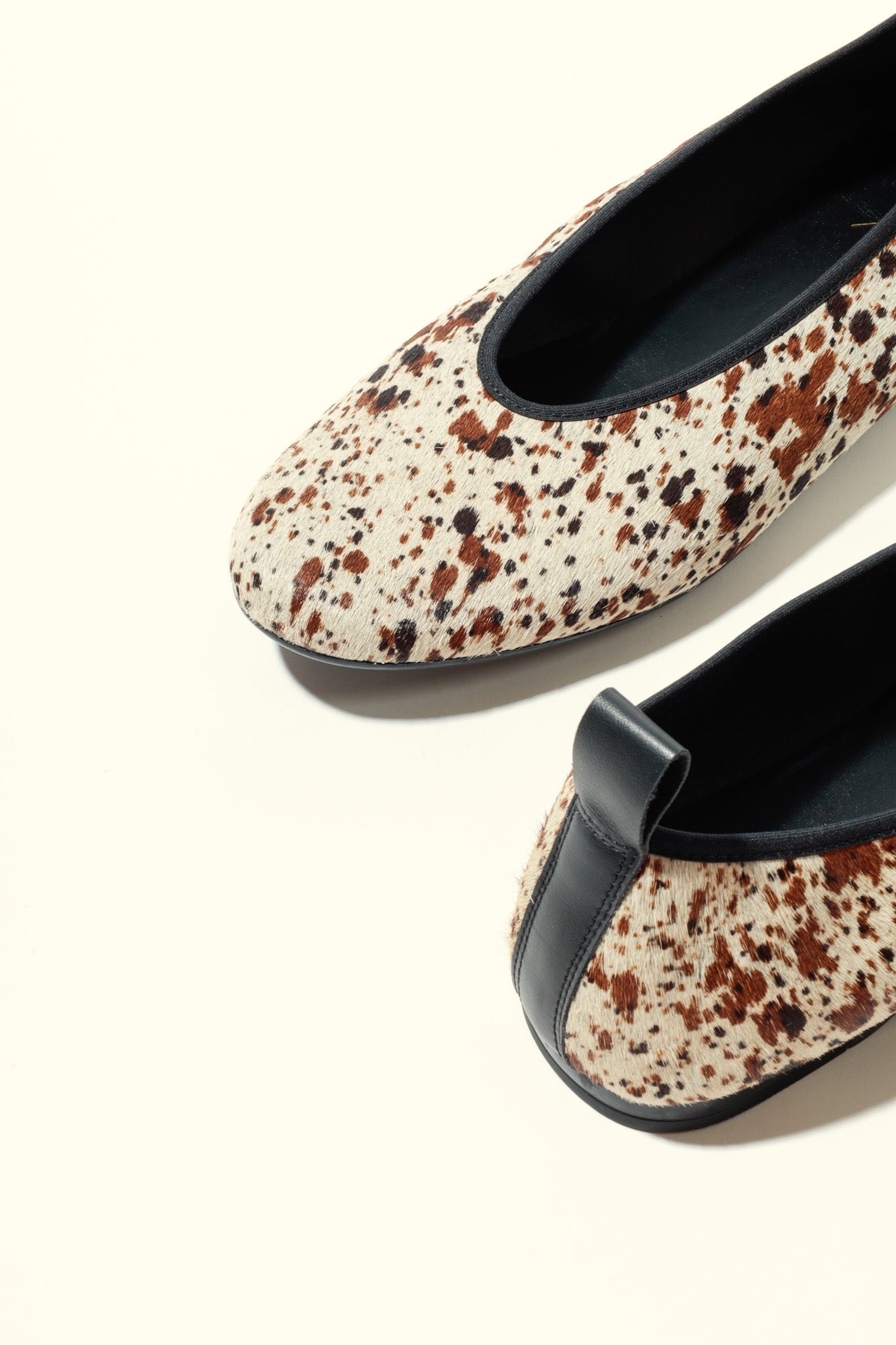 SONIA COW PRINT – Hair-On Leather Ballet Flats with Pull Tab KMB shoes