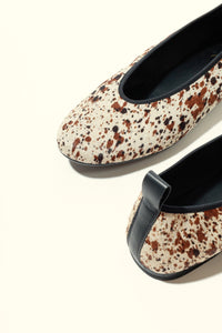 SONIA COW PRINT – Hair-On Leather Ballet Flats with Pull Tab KMB shoes