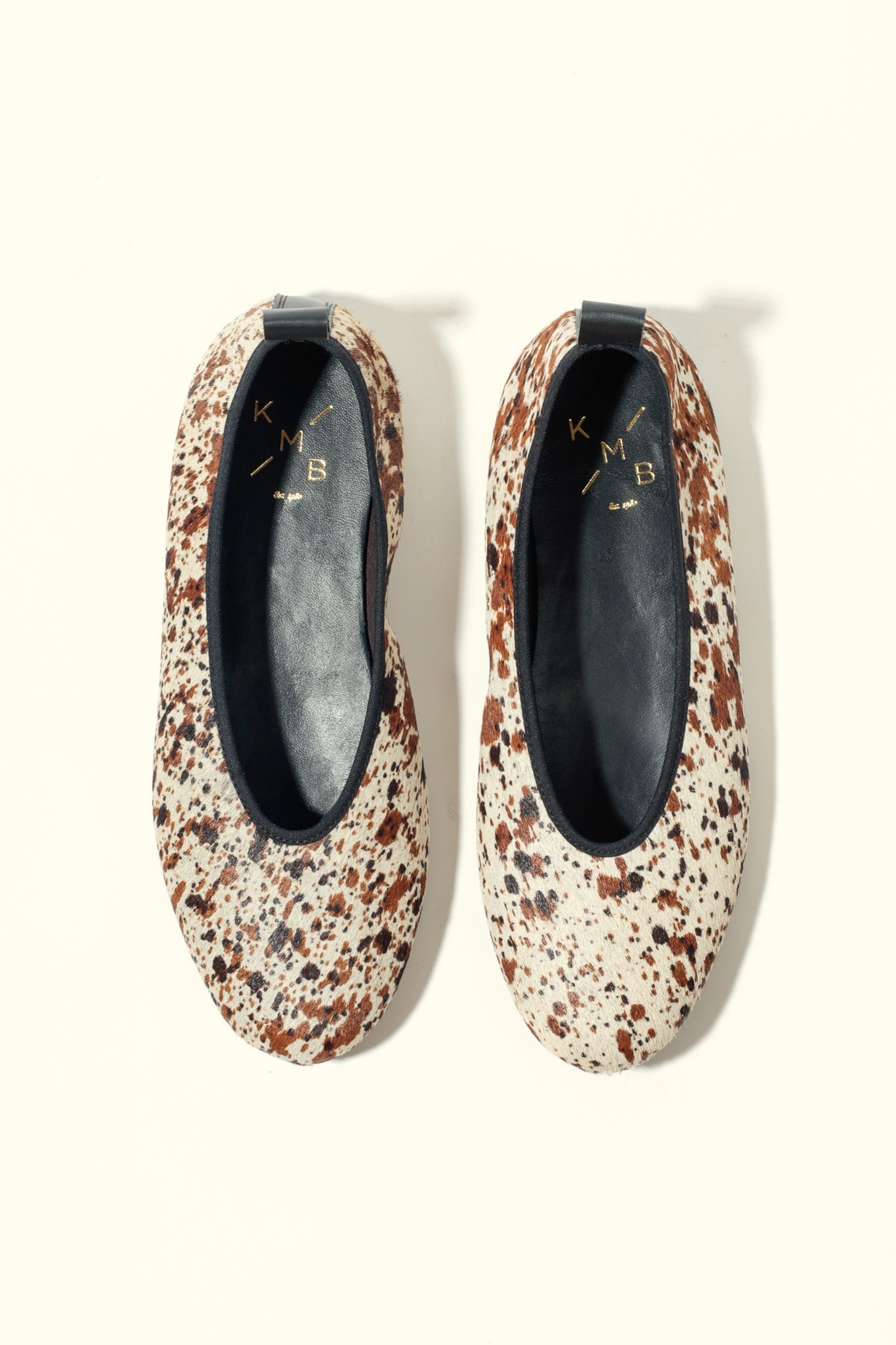 SONIA COW PRINT – Hair-On Leather Ballet Flats with Pull Tab KMB shoes