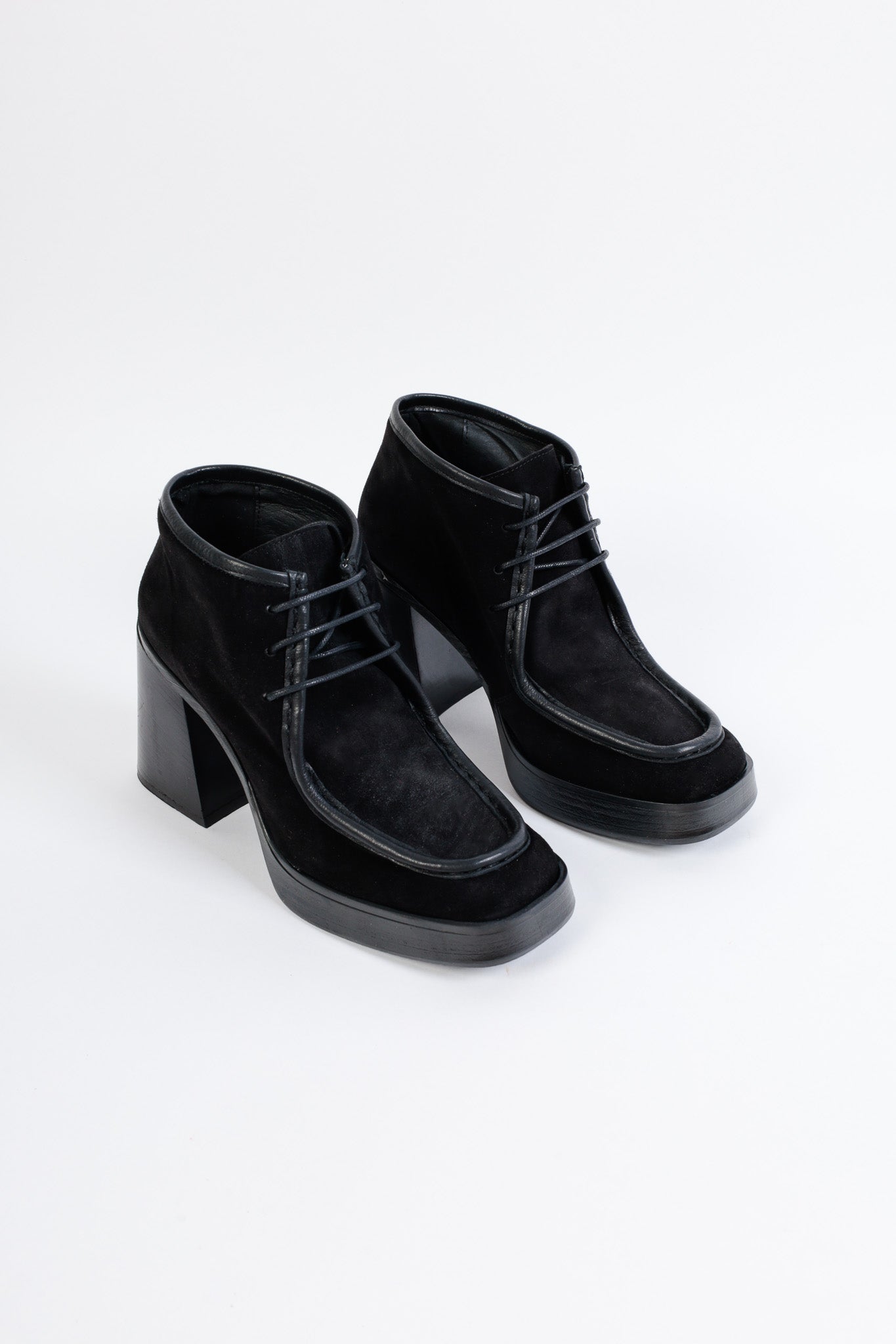 ARI BLACK - High-Heeled Wallabee Ankle Boots KMB shoes