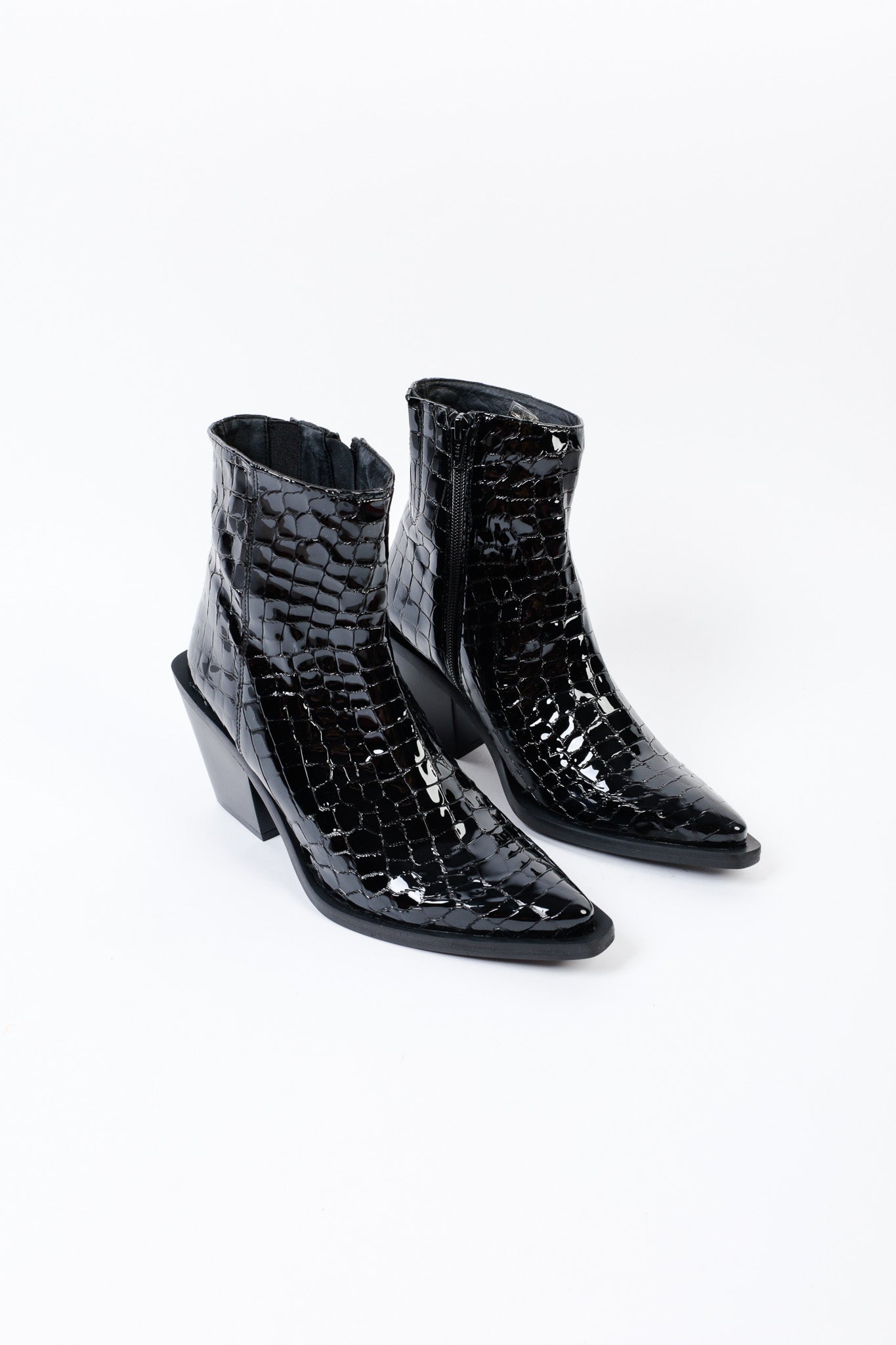 AURA COCO BLACK - Cowboy Ankle Boots with Mid-Block Heel KMB shoes