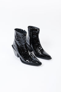 AURA COCO BLACK - Cowboy Ankle Boots with Mid-Block Heel KMB shoes