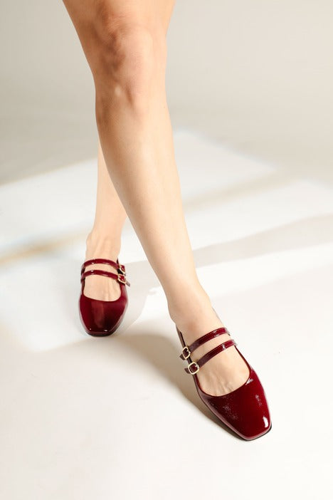 CANDY CHERRY RED- Double Straps Mary Jane KMB shoes