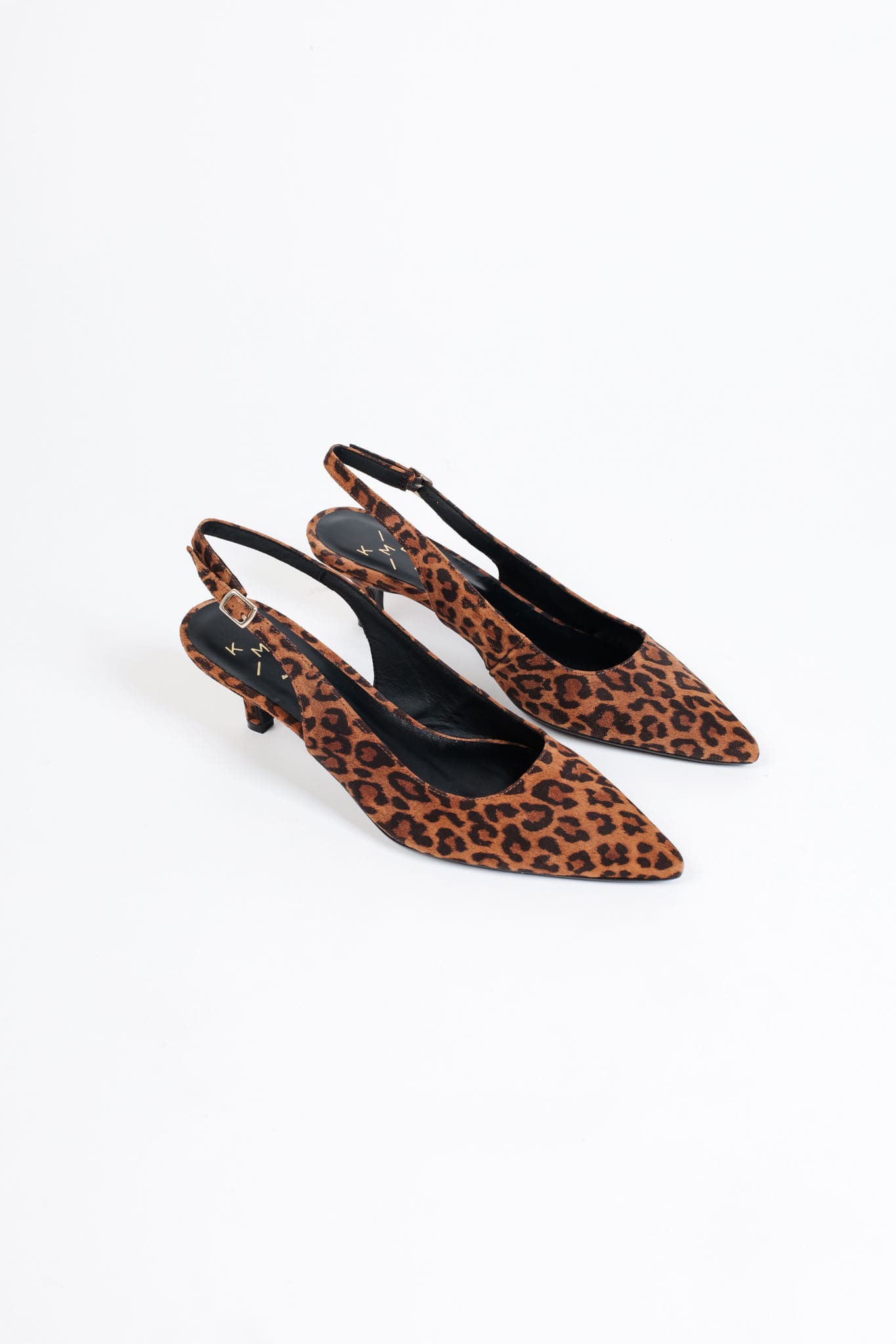 KITTEN LEOPARD Pointed toe slingback pumps KMB shoes