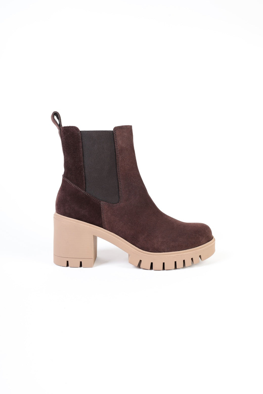 LIBY TAUPE - Heeled Boots with Elastic and Notched Sole KMB shoes