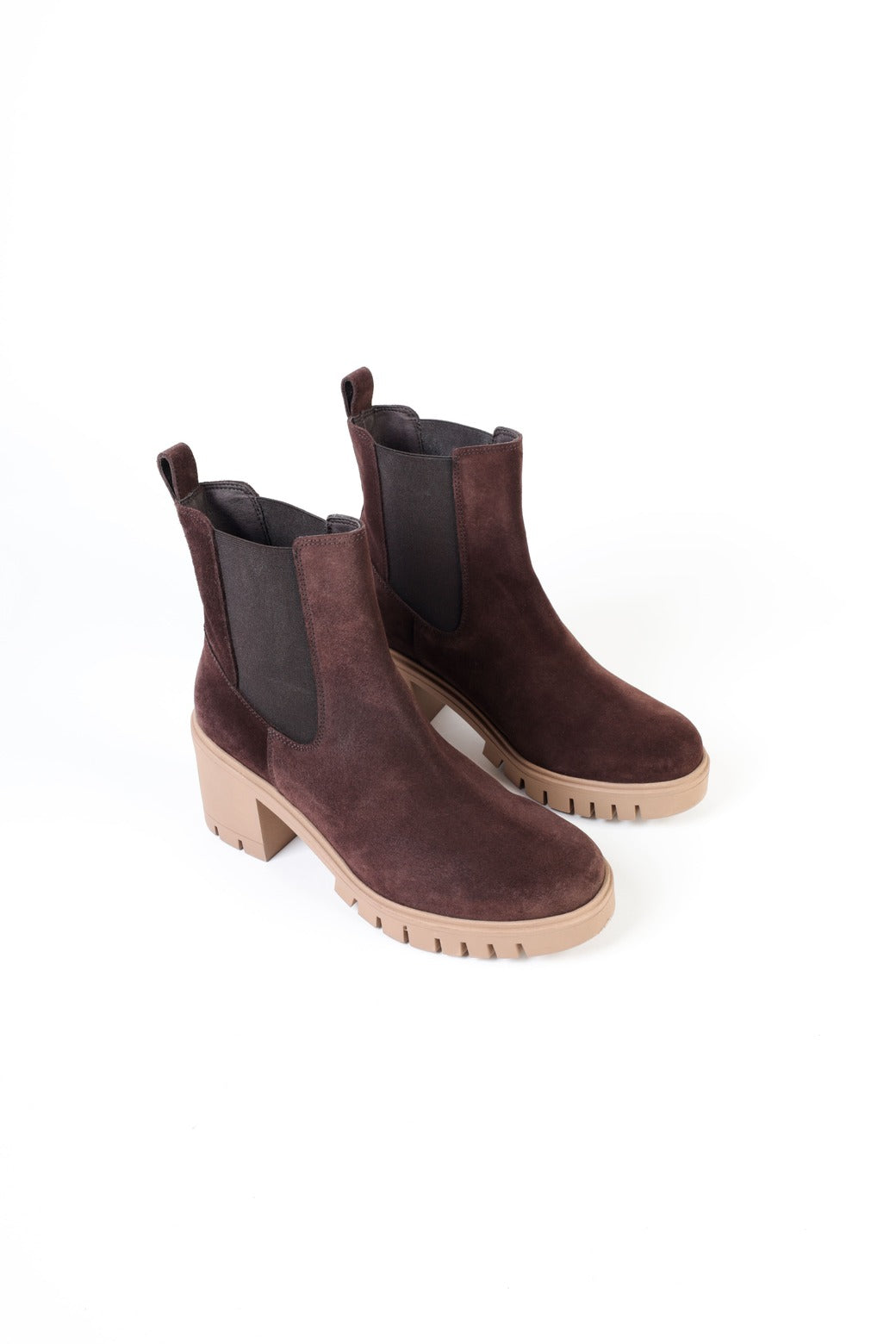 LIBY TAUPE - Heeled Boots with Elastic and Notched Sole KMB shoes
