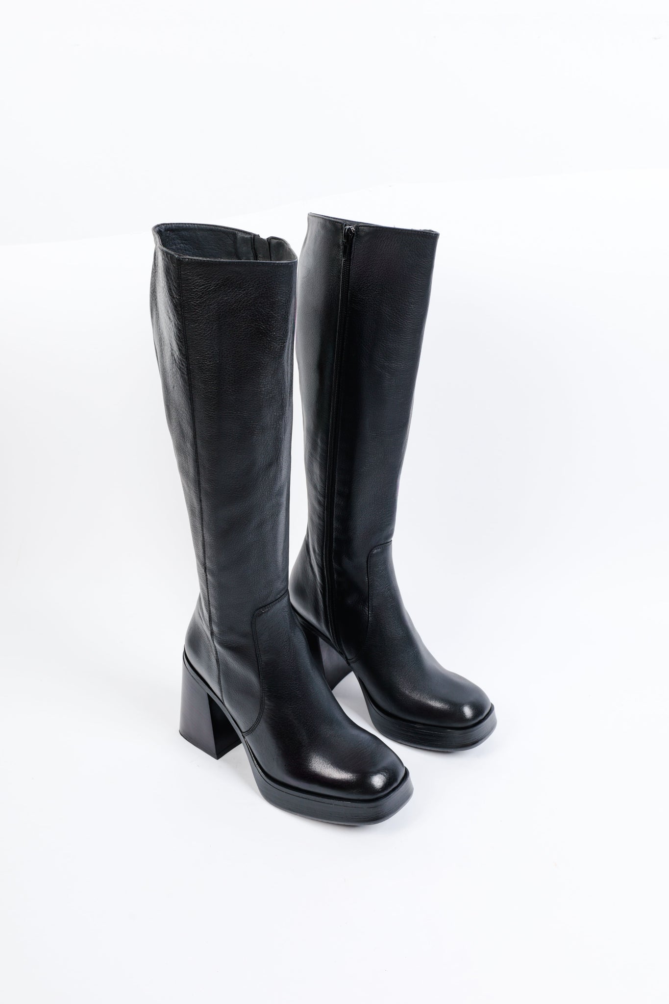 MACY BLACK Knee-High Heeled Boots – KMB shoes