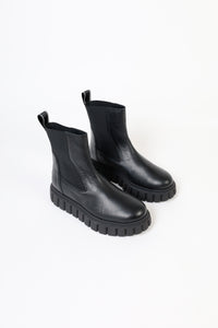 SHEI BLACK - Round Toe and Elastic Platform Boots KMB shoes