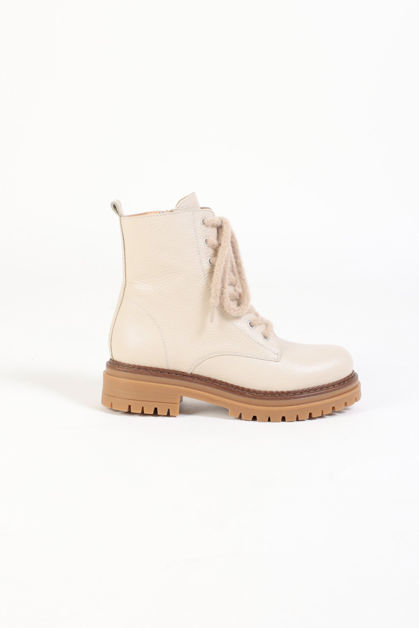 ELLIE LATTE - Lace-Up Flat Ankle Boots KMB shoes