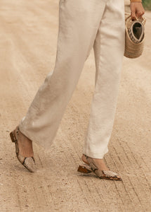 SALMA BROWN SNAKE - Pointed Leather Slingback Pumps KMB shoes