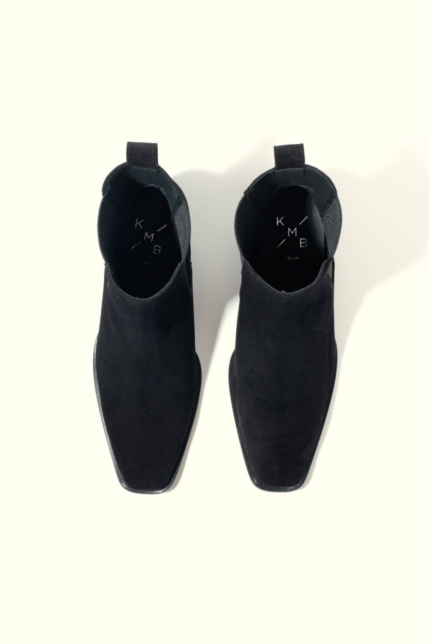 RAY BLACK – Square Toe Ankle Boots with Sculptural Heel KMB shoes