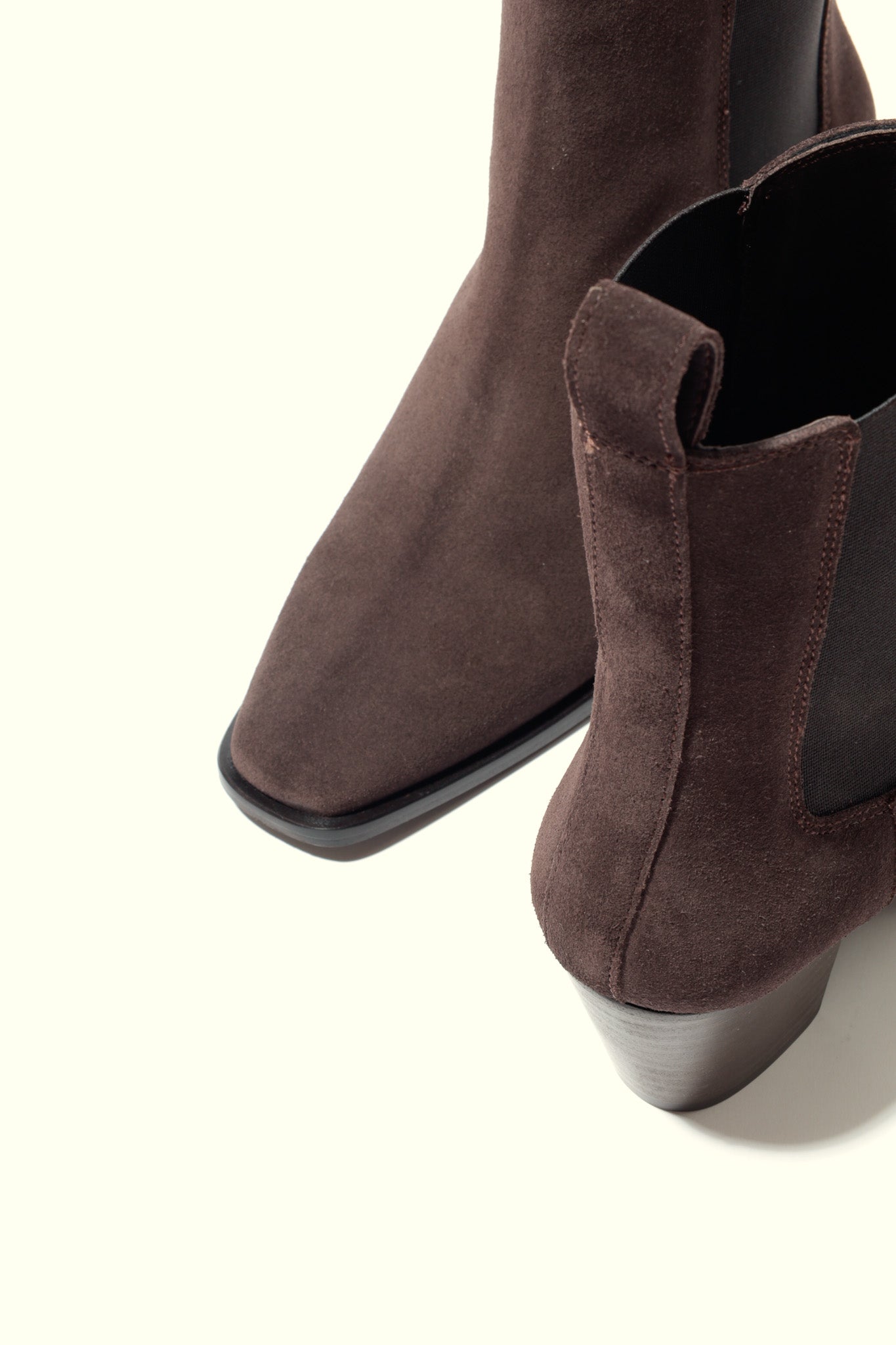 RAY CHOCOLATE – Square Toe Ankle Boots with Sculptural Heel KMB shoes