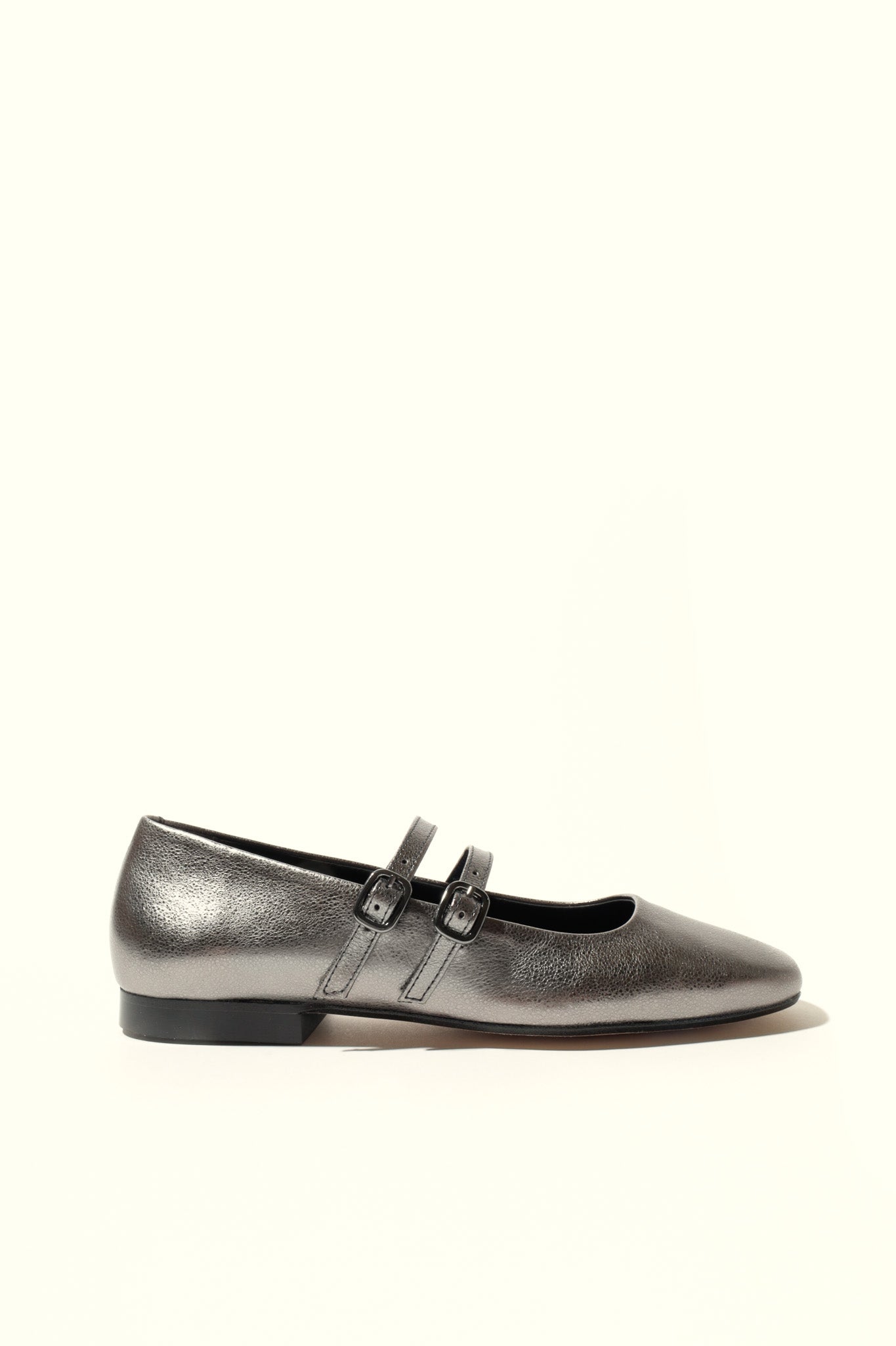 CANDY METAL SILVER – Double Strap Mary Jane Flats in Metallic Leather KMB shoes