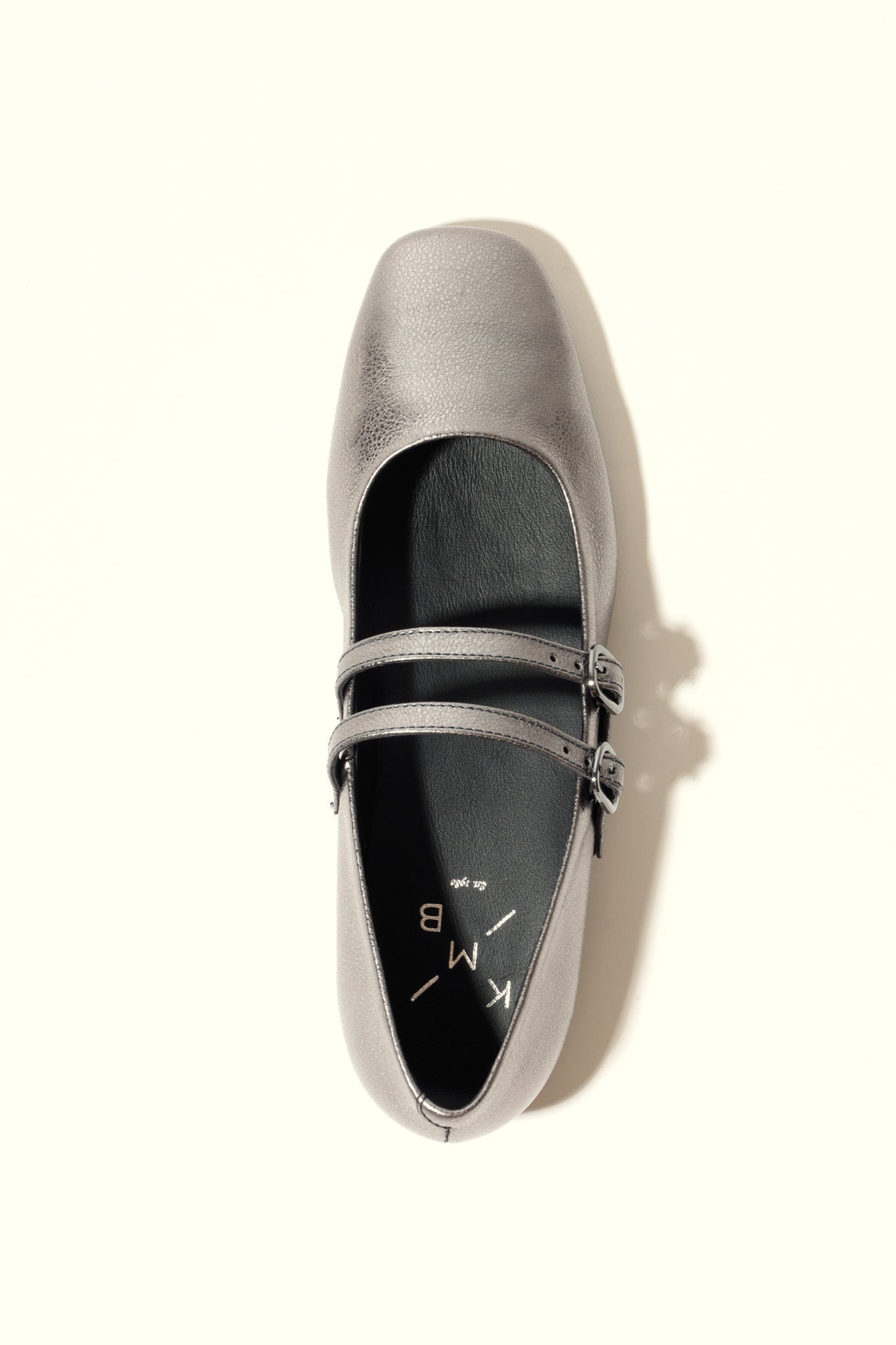 CANDY METAL SILVER – Double Strap Mary Jane Flats in Metallic Leather KMB shoes