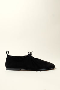 KATY BLACK – Soft Leather Flats with Front Tie KMB shoes