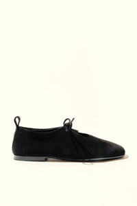 KATY BLACK – Soft Leather Flats with Front Tie KMB shoes