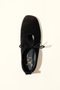KATY BLACK – Soft Leather Flats with Front Tie KMB shoes