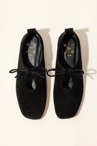KATY BLACK – Soft Leather Flats with Front Tie KMB shoes