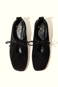 KATY BLACK – Soft Leather Flats with Front Tie KMB shoes