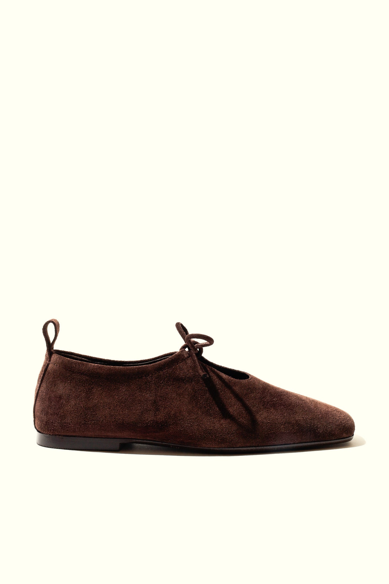 KATY CHOCOLATE – Soft Leather Flats with Front Tie KMB shoes