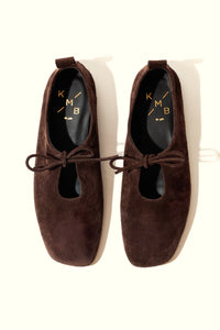 KATY CHOCOLATE – Soft Leather Flats with Front Tie KMB shoes