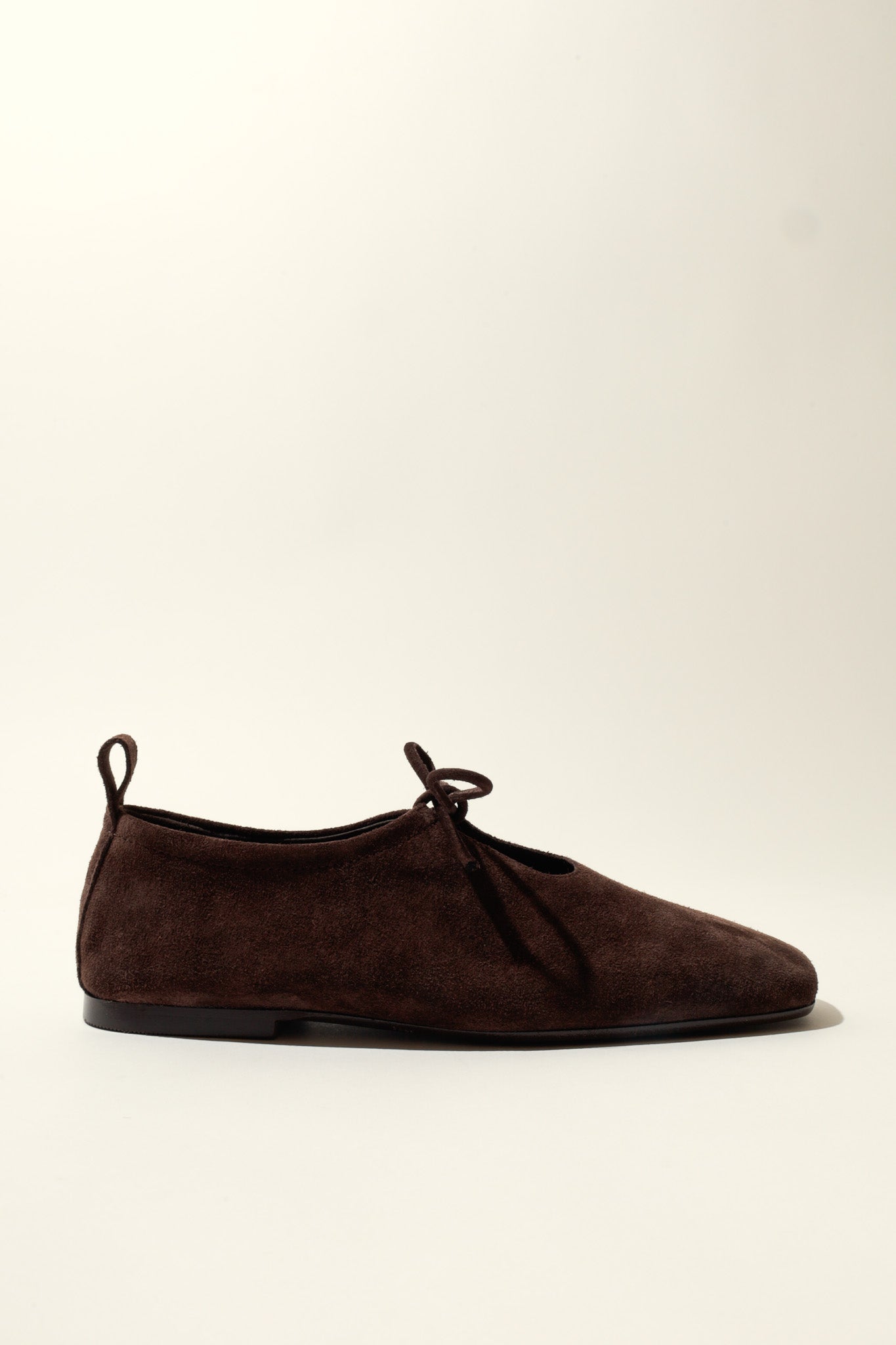 KATY CHOCOLATE – Soft Leather Flats with Front Tie KMB shoes