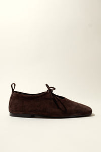 KATY CHOCOLATE – Soft Leather Flats with Front Tie KMB shoes