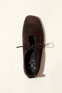 KATY CHOCOLATE – Soft Leather Flats with Front Tie KMB shoes