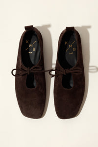 KATY CHOCOLATE – Soft Leather Flats with Front Tie KMB shoes