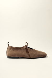 KATY TAUPE – Soft Leather Flats with Front Tie KMB shoes