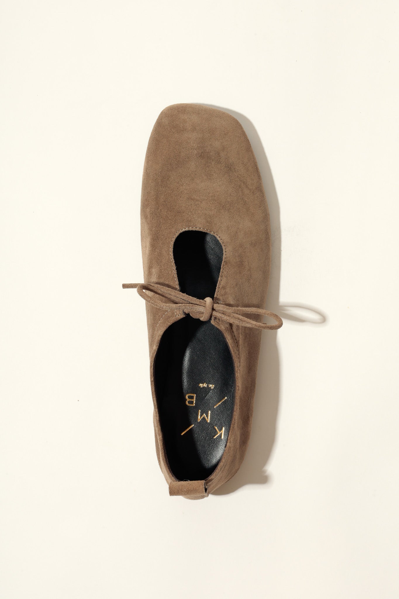 KATY TAUPE – Soft Leather Flats with Front Tie KMB shoes