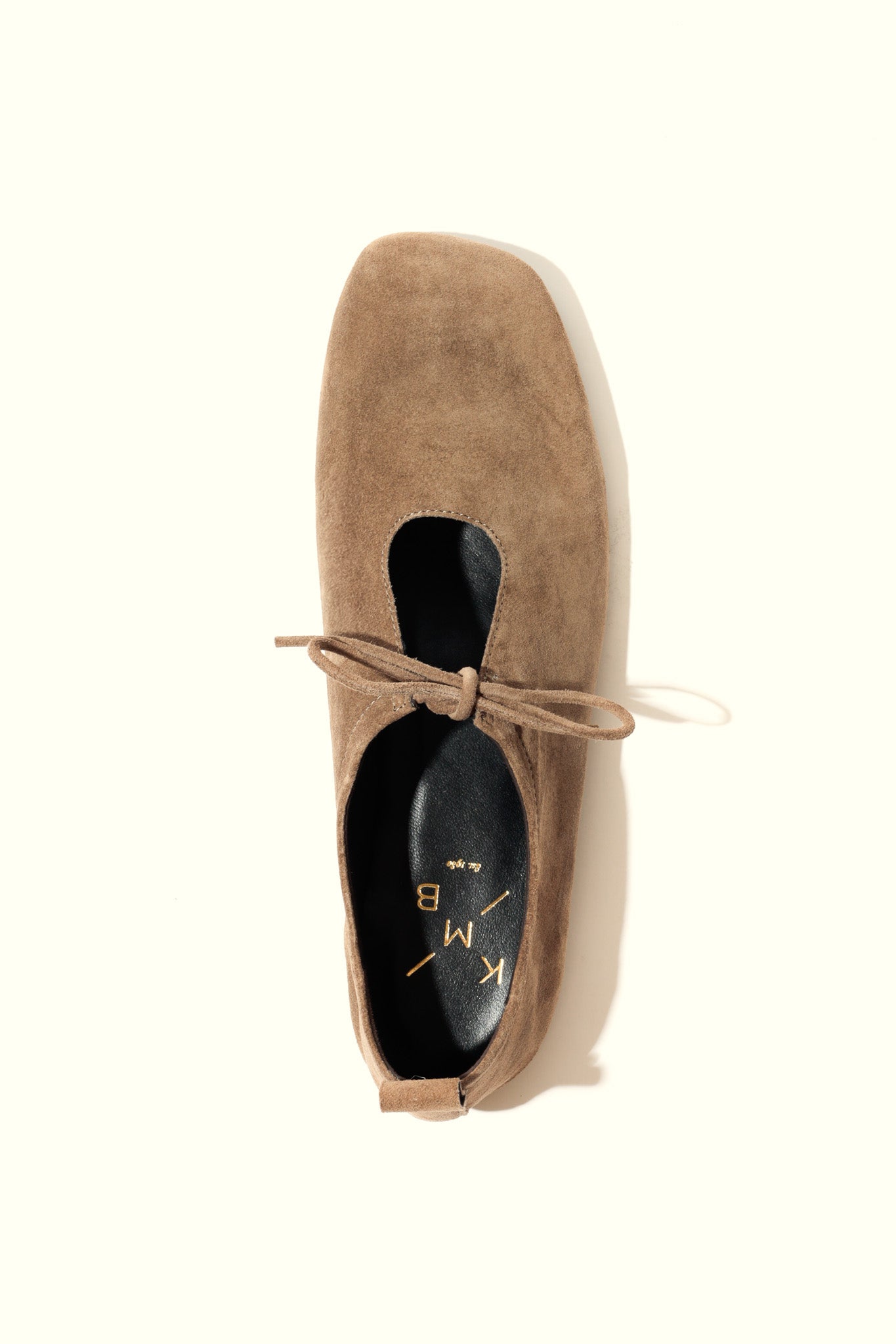 KATY TAUPE – Soft Leather Flats with Front Tie KMB shoes