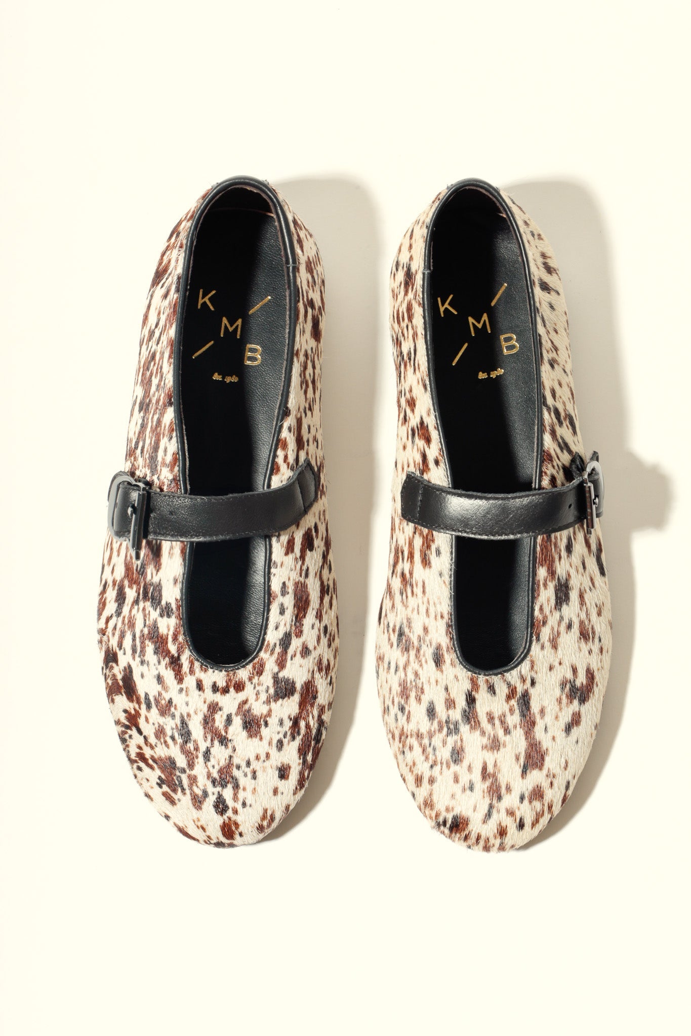 LIZA COW PRINT – Hair-On Leather Mary Jane Ballet Flats KMB shoes