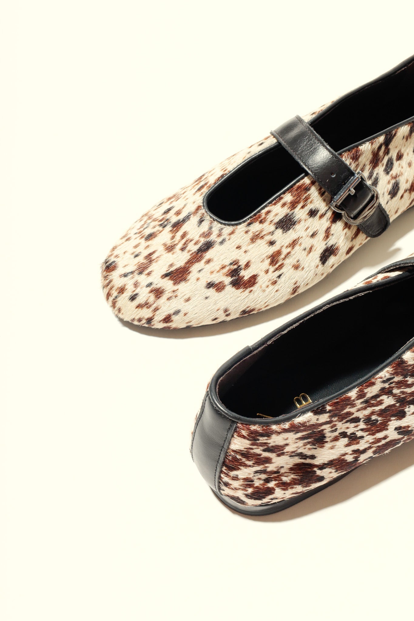 LIZA COW PRINT – Hair-On Leather Mary Jane Ballet Flats KMB shoes