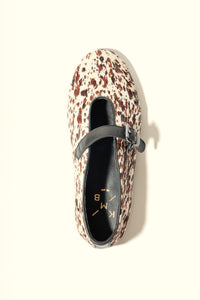 LIZA COW PRINT – Hair-On Leather Mary Jane Ballet Flats KMB shoes