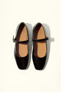 NOTA CHOCOLATE – Patent Leather Mary Jane Ballet Flats with Crystal Buckle KMB shoes