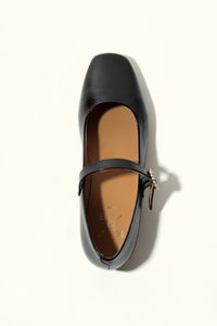 NOTA CHOCOLATE – Patent Leather Mary Jane Ballet Flats with Crystal Buckle KMB shoes