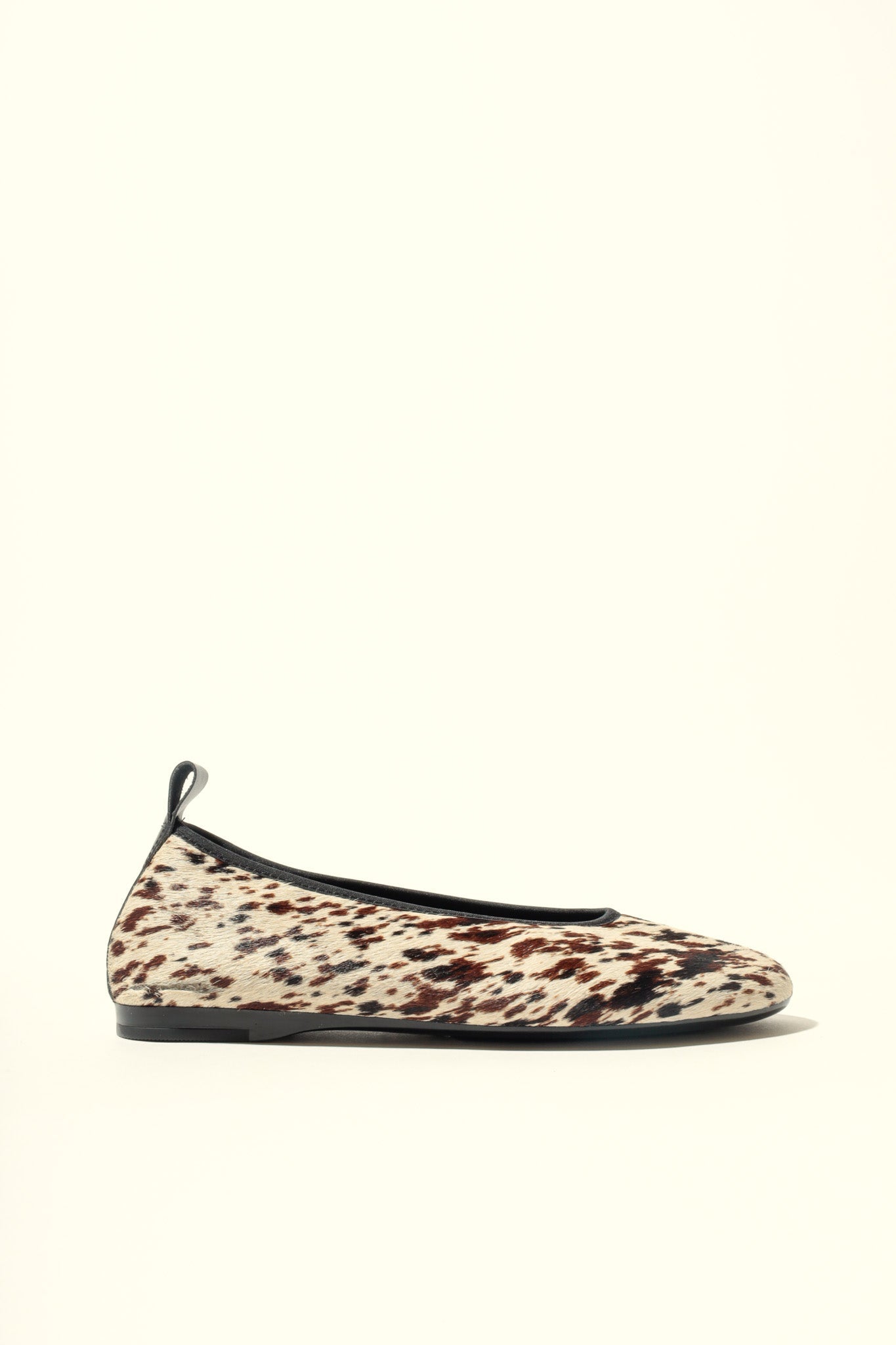 SONIA COW PRINT – Hair-On Leather Ballet Flats with Pull Tab KMB shoes