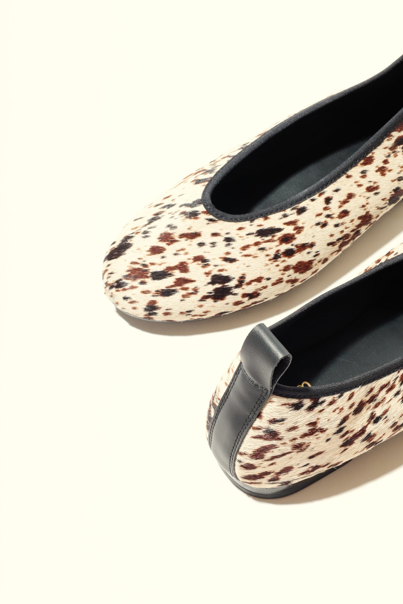 SONIA COW PRINT – Hair-On Leather Ballet Flats with Pull Tab KMB shoes