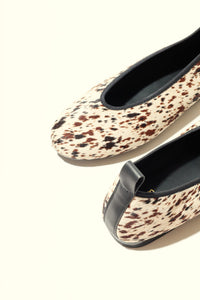 SONIA COW PRINT – Hair-On Leather Ballet Flats with Pull Tab KMB shoes