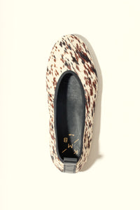 SONIA COW PRINT – Hair-On Leather Ballet Flats with Pull Tab KMB shoes