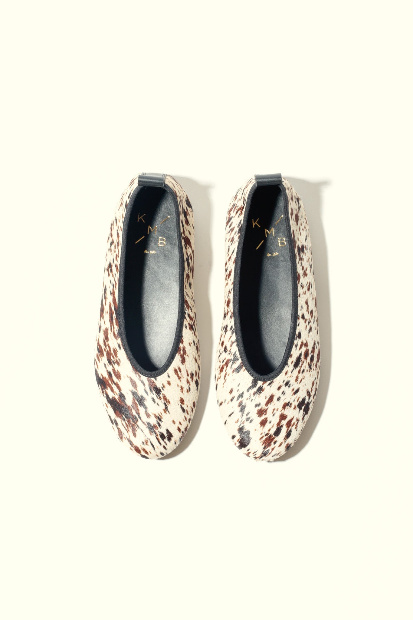 SONIA COW PRINT – Hair-On Leather Ballet Flats with Pull Tab KMB shoes